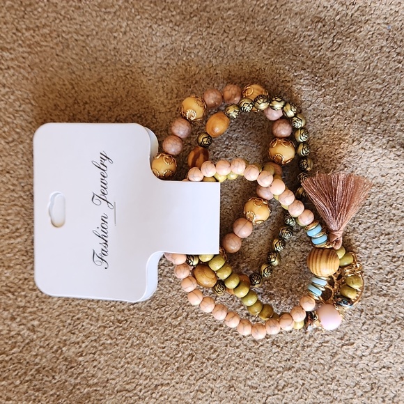 NWT Fashion Jewelry bracelets tassle boho Tree of Life pink brown gold green - Picture 7 of 7